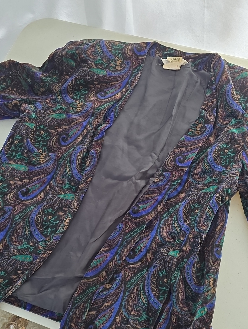 Women's Paisley Open-Front Coatigan - Black & Blue